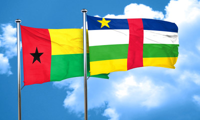 Guinea bissau flag with Central African Republic flag, 3D render