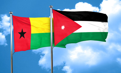 Guinea bissau flag with Jordan flag, 3D rendering