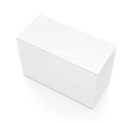 White wide horizontal rectangle blank box from top side angle.