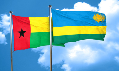 Guinea bissau flag with rwanda flag, 3D rendering