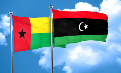 Guinea bissau flag with Libya flag, 3D rendering