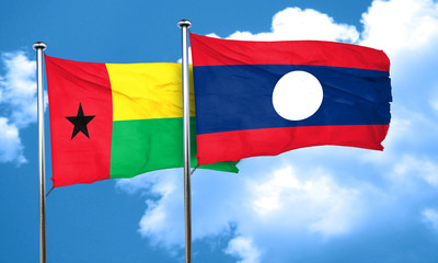 Guinea bissau flag with Laos flag, 3D rendering
