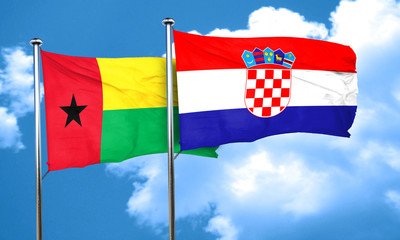 Guinea bissau flag with Croatia flag, 3D rendering