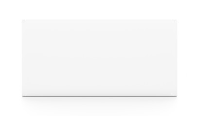 White wide vertical rectangle blank box from front angle.