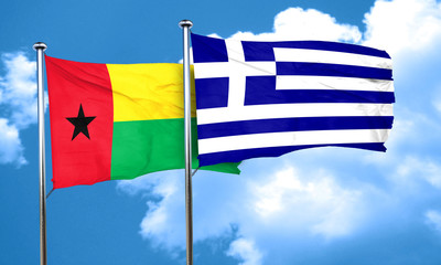Guinea bissau flag with Greece flag, 3D rendering