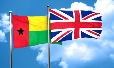 Guinea bissau flag with Great Britain flag, 3D rendering