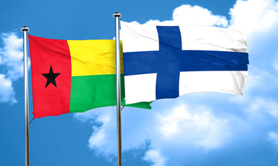 Guinea bissau flag with Finland flag, 3D rendering