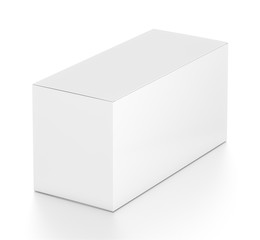 White wide horizontal rectangle box from top far side angle.