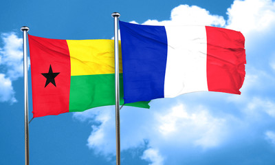 Guinea bissau flag with France flag, 3D rendering