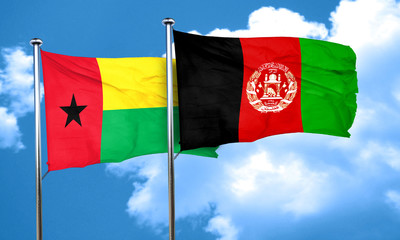 Guinea bissau flag with afghanistan flag, 3D rendering