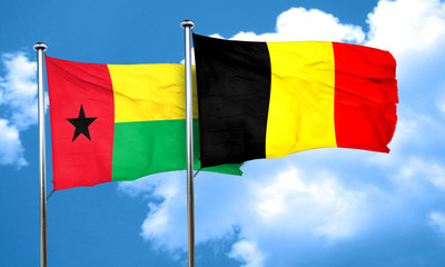 Guinea bissau flag with Belgium flag, 3D rendering