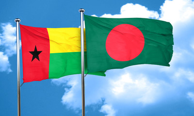 Guinea bissau flag with Bangladesh flag, 3D rendering