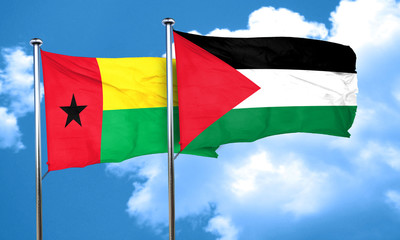 Guinea bissau flag with Palestine flag, 3D rendering
