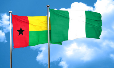 Guinea bissau flag with Nigeria flag, 3D rendering