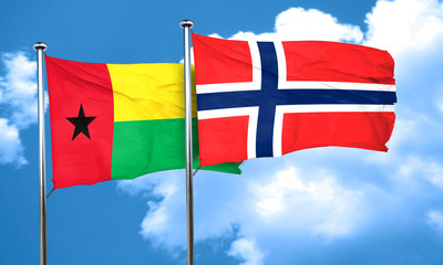 Guinea bissau flag with Norway flag, 3D rendering