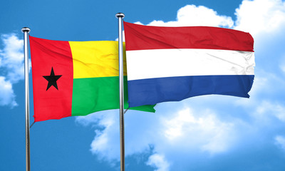 Guinea bissau flag with Netherlands flag, 3D rendering