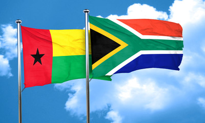 Guinea bissau flag with South Africa flag, 3D rendering