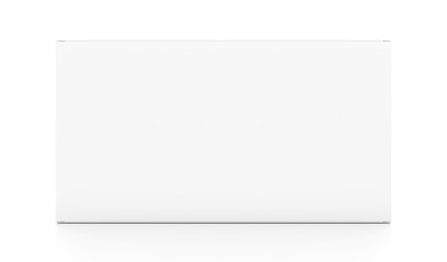 White wide vertical rectangle blank box from front angle.