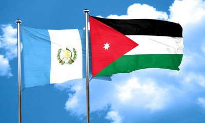 guatemala flag with Jordan flag, 3D rendering