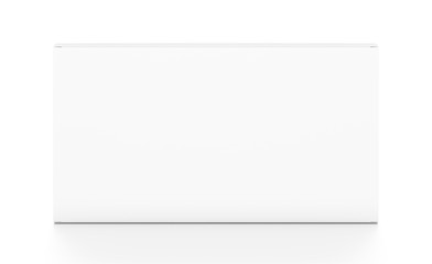 White wide thin horizontal rectangle box from top front angle.