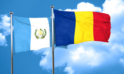 guatemala flag with Romania flag, 3D rendering