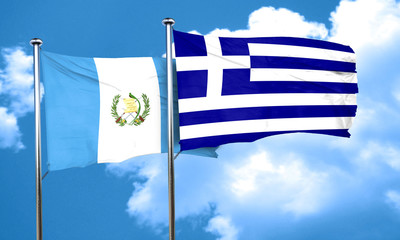 guatemala flag with Greece flag, 3D rendering