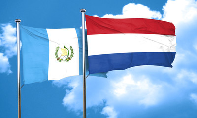 guatemala flag with Netherlands flag, 3D rendering