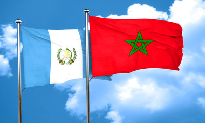 guatemala flag with Morocco flag, 3D rendering