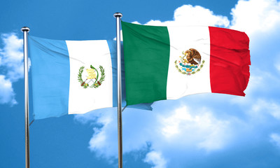 guatemala flag with Mexico flag, 3D rendering
