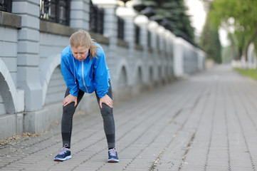 Woman after running and workout.