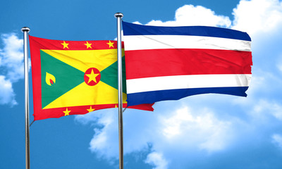 Grenada flag with Costa Rica flag, 3D rendering