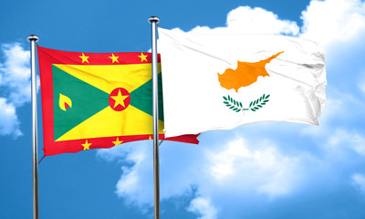 Grenada flag with Cyprus flag, 3D rendering