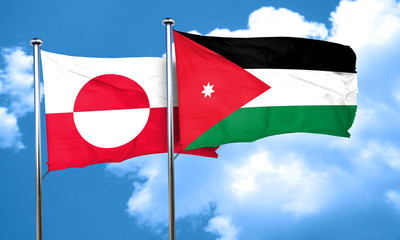 greenland flag with Jordan flag, 3D rendering