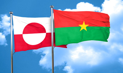 greenland flag with Burkina Faso flag, 3D rendering