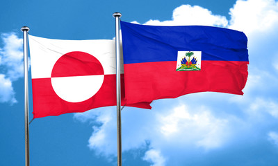greenland flag with Haiti flag, 3D rendering