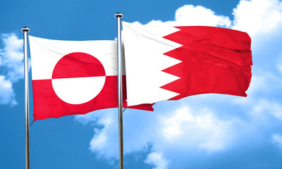 greenland flag with Bahrain flag, 3D rendering