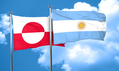 greenland flag with Argentine flag, 3D rendering