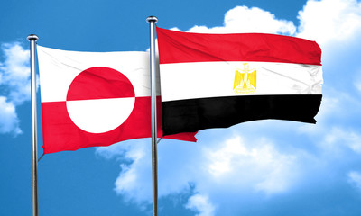 greenland flag with egypt flag, 3D rendering