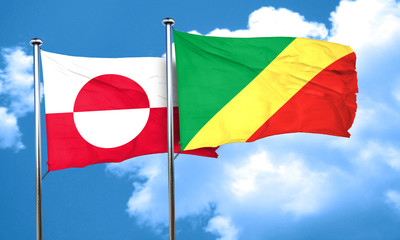 greenland flag with congo flag, 3D rendering