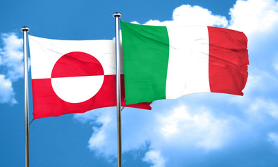 greenland flag with Italy flag, 3D rendering