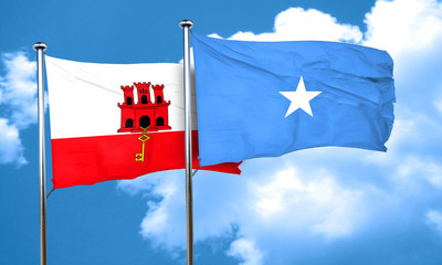 gibraltar flag with Somalia flag, 3D rendering