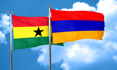 Ghana flag with Armenia flag, 3D rendering