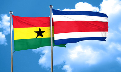 Ghana flag with Costa Rica flag, 3D rendering