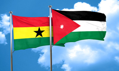 Ghana flag with Jordan flag, 3D rendering