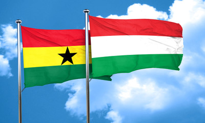 Ghana flag with Hungary flag, 3D rendering