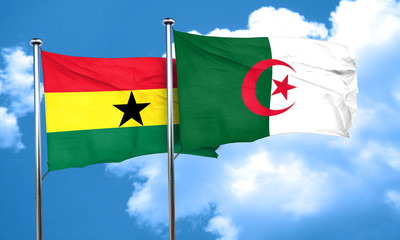 Ghana flag with Algeria flag, 3D rendering