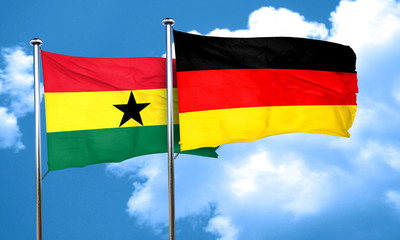 Ghana flag with Germany flag, 3D rendering