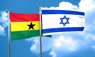 Ghana flag with Israel flag, 3D rendering