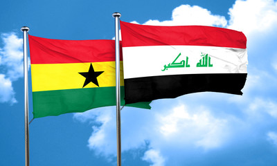 Ghana flag with Iraq flag, 3D rendering