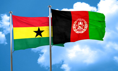 Ghana flag with afghanistan flag, 3D rendering